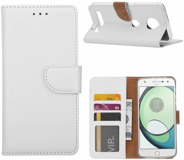 Luxe Lederen Bookcase hoesje voor de Motorola Moto Z Play - Wit (Motorola Moto Z Play) Wit