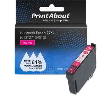 PrintAbout Huismerk Epson 27XL (C13T27134012) Inktcartridge Magenta Hoge capaciteit
