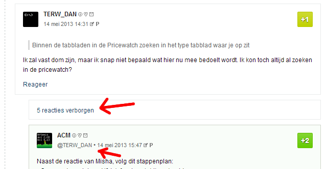 Nieuwe reactieweergave