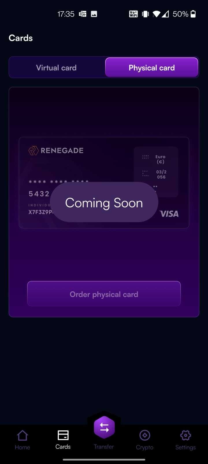 Renegade - Crypto Visa kaart - Cryptocurrencies - GoT