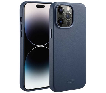 Accezz MagSafe Leather Backcover iPhone 14 Pro Max - Donkerblauw