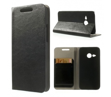 Kees Lederlook Portemonnee Hoesje HTC One Mini 2 - Zwart