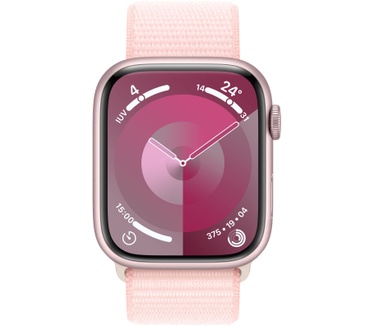 Apple Watch Series 9, 45mm, GPS, Aluminium, Geweven sportbandje Roze (Roze)