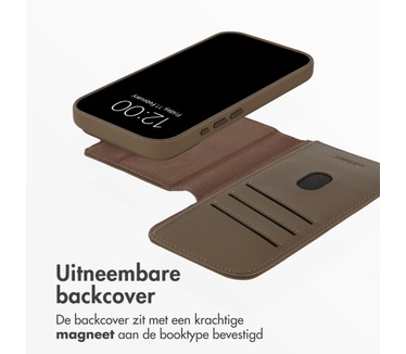 Accezz Leather Bookcase 2-in-1 met MagSafe voor de Apple iPhone 18 Pro / 17 Pro - Coffee Brown