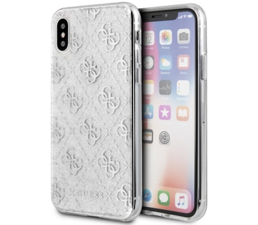 Guess Glitter Peony Hard Case - Apple iPhone X/XS (5.8") - Zilver  Zilver
