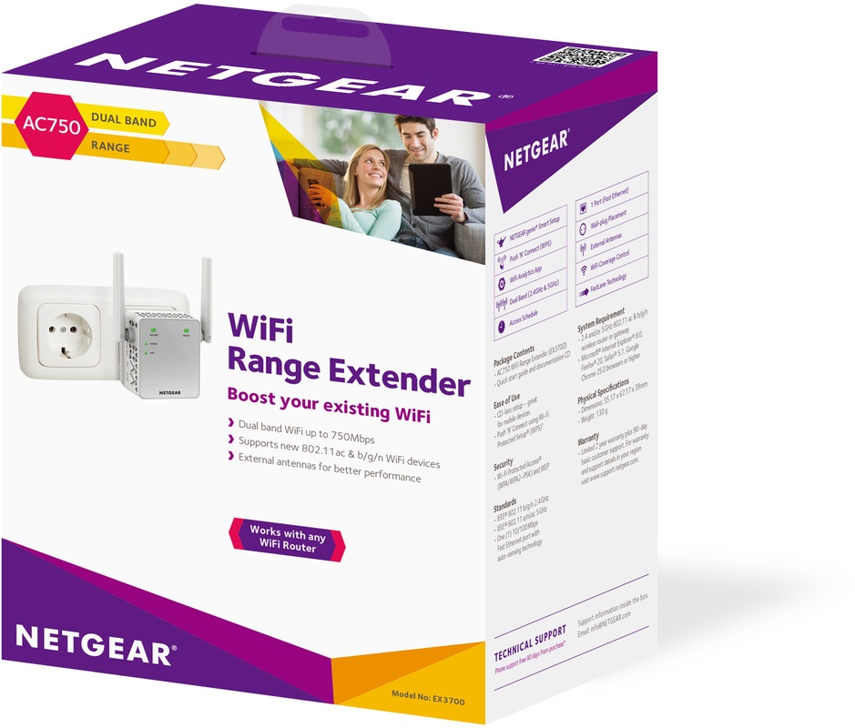 Netgear EX3700 WiFi Range Extender AC750 Kenmerken Tweakers