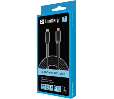Sandberg USB-C>USB-C 2M USB 3.1 Gen.2 Zwart