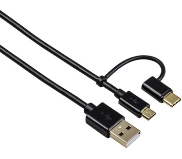 Hama 1m, USB2.0-A/USB2.0 Micro-B + USB2.0-C