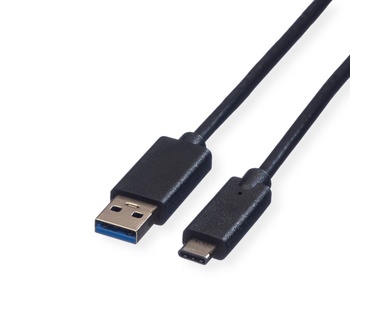 Roline USB 3.1 kabel, A-C, M/M 1 m Zwart