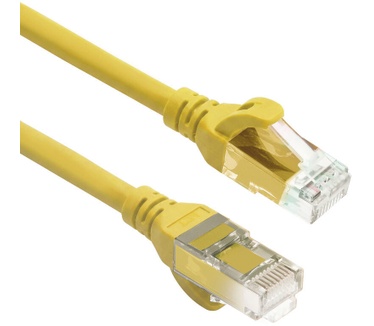 ACT Gele 10 meter TPE U/UTP CAT6A ultra-flex patchkabel snagless met RJ45 connectoren