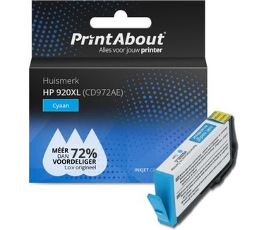 PrintAbout Huismerk HP 920XL (CD972AE) Inktcartridge Cyaan Hoge capaciteit