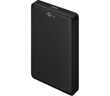 Goobay Externe accu, draadloos, magnetisch, 10.000 mAh, kleine draagbare oplader, Apple iPhone, Samsung enz., magnetische powerbank, ideaal voor gelijktijdig opladen en telefoneren, zwart, 70183