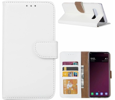 Luxe Lederen Bookcase hoesje voor de Samsung Galaxy S10 - Wit (Galaxy S10) Wit