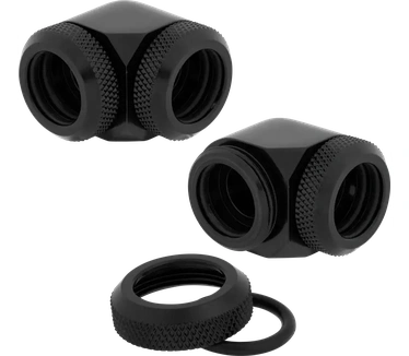Corsair Hydro X Series XF Hardline 90° 14mm OD Fitting Twin Pack - Black