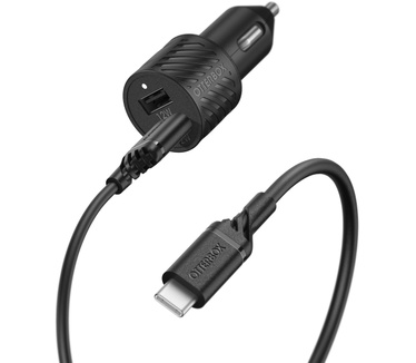 Otterbox Car Charger Bundle 2X USB A 12W + USB A-USB C Cable 1M, zwart