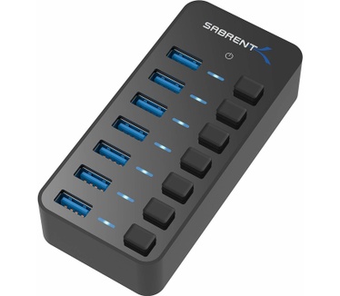 Sabrent 7-Port 3.0 USB HUB with Powers Switches