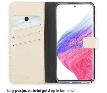 Selencia Echt Lederen Bookcase Samsung Galaxy A53 - Greige