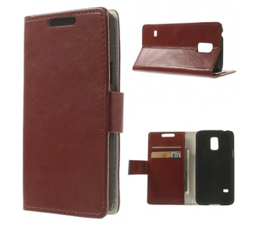Kees Lederlook Portemonnee Hoesje Galaxy S5 Mini - Bruin