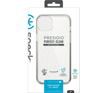 Speck Presidio Perfect Clear Glitter Apple iPhone 14 Plus/15 Plus Clear / Gold Glitter - with Microban