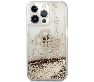 Guess Big 4G Liquid Glitter Case iPhone 13 Pro Max (6.7") - Goud Goud