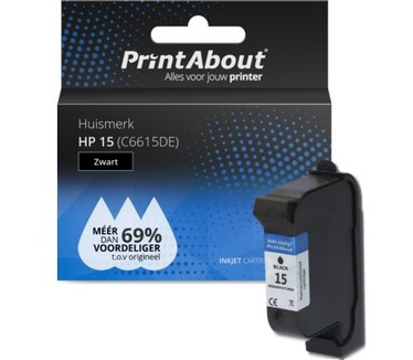 PrintAbout Huismerk HP 15 (C6615DE) Inktcartridge Zwart