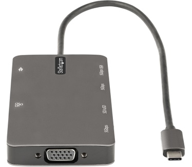 Startech.com USB C Multiport Adapter, HDMI 4K 30Hz of VGA Travel Dock, 5Gbps USB 3.0 Hub (USB A / USB Type-C Ports), 100W Power Delivery, SD/Micro SD Card Reader, GbE, 30cm Kabel, USB-C Mini Dock