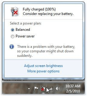 Windows 7 capaciteitsmelding accu