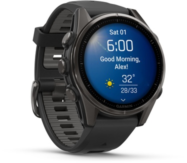 Garmin fēnix 8, 43mm, Titanium body, Sapphire Glass, Carbon (Zwart)