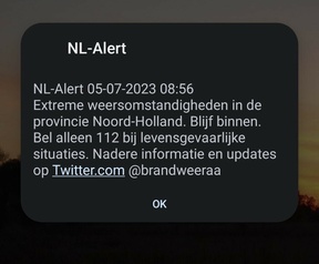NL-Alert 5 juli 2023 brandweer Amsterdam. Bron: Bits of Freedom