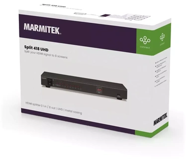 Marmitek HDMI Splitter 4K - Split 418 UHD - HDMI Verdeler - 1 ingang / 8 uitgangen - Ultra HD - 3840 x 2160 - HDCP 2.2 - Verdeel het HDMI signaal naar 8 schermen