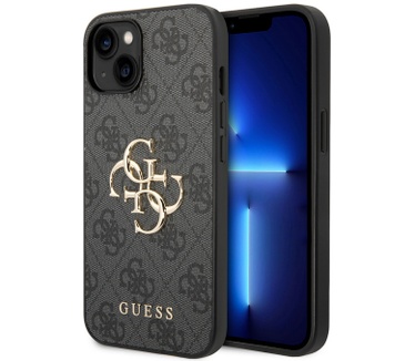 Guess 4G Metal Logo Back Case - Apple iPhone 14 (6.1") - Grijs Grijs