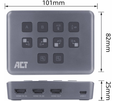 ACT Dual HDMI input USB-C Video Switcher, capturen en live streamen