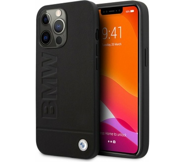BMW Signature Leather Back Case - iPhone 13 Pro Max (6.7") Zwart Zwart