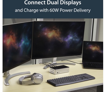 Startech.com Dual-monitor USB-C docking station voor Windows met 2.5? SATA SSD/HDD Bay