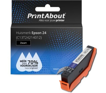 PrintAbout Huismerk Epson 24 (C13T24214012) Inktcartridge Zwart