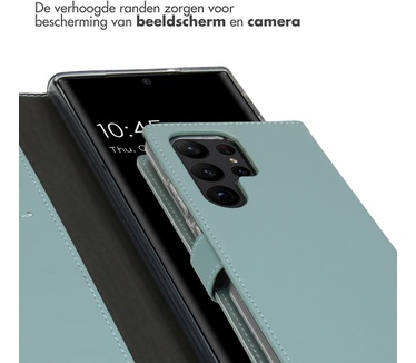 Selencia Echt Lederen Bookcase Samsung Galaxy S23 Ultra - Air Blue