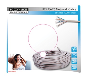 König UTP CAT6 flexibele netwerkkabel op 100m rol