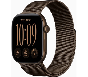 Apple Watch Watch Series 12 46mm 5G Brons (Bronzen Milanese Band S/M), Zwart (Zwart)
