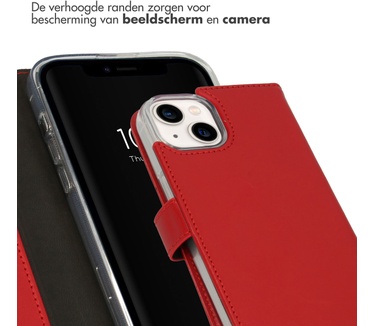 Selencia Echt Lederen Bookcase iPhone 14 - Rood