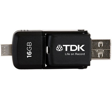 TDK 2-in-1 Micro USB Flash Drive 16GB Zwart