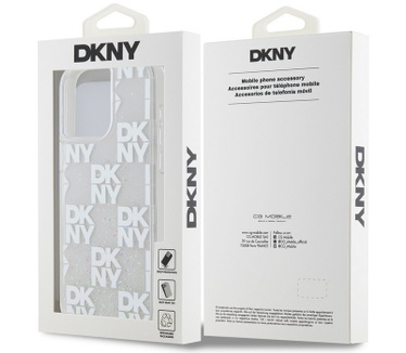 DKNY DKNY Liquid Glitter Checkered Back Case - iPhone 15 Pro Max - Wit Wit