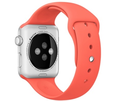 Apple Watch Sport 42mm Zilver - Abrikoos sportbandje Zilver (Oranje)