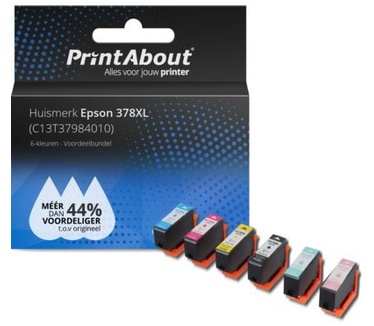 PrintAbout Huismerk Epson 378XL (C13T37984010) Inktcartridge 6-kleuren Voordeelbundel Hoge capaciteit