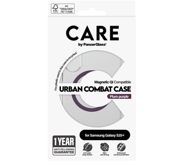 PanzerGlass CARE by PanzerGlass® Flagship Case Transparent Urban Combat w. Plum Purple Qi Compatible Samsung Galaxy S25+
