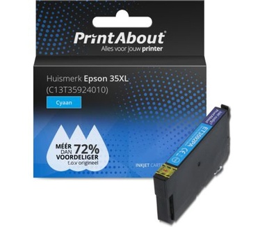 PrintAbout Huismerk Epson 35XL (C13T35924010) Inktcartridge Cyaan Hoge capaciteit