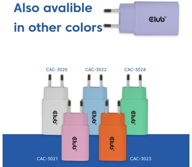 Club 3D 2-Pack USB-C® Charger 30Watt Paars