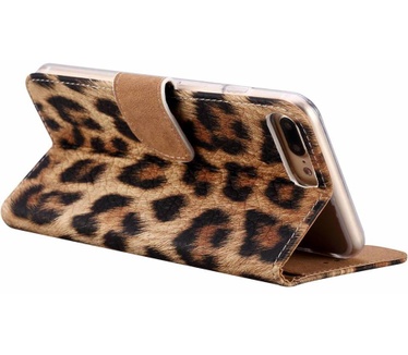 Panter print lederen Bookcase hoesje voor de Apple iPhone 7 Plus (Apple iPhone 7 Plus)