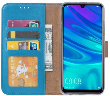 Luxe Lederen Bookcase hoesje voor de Huawei P Smart 2019 - Blauw (P Smart 2019) Blauw
