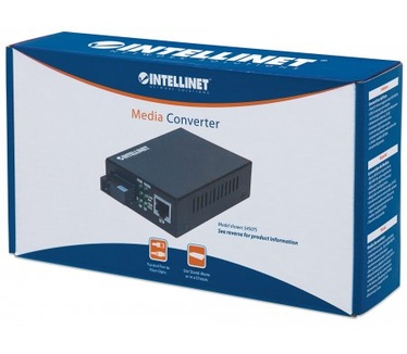 Intellinet Gigabit Ethernet Single Mode Media Converter, 10/100/1000Base-T to 1000Base-Lx (SC) Single-Mode, 20km (Euro 2-pin plug)