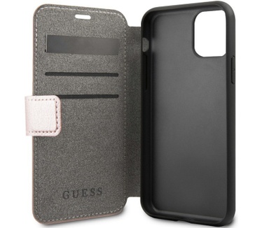 Guess Iridescent Book Case - Apple iPhone 11 (6.1") - Roségoud  Rosé Goud